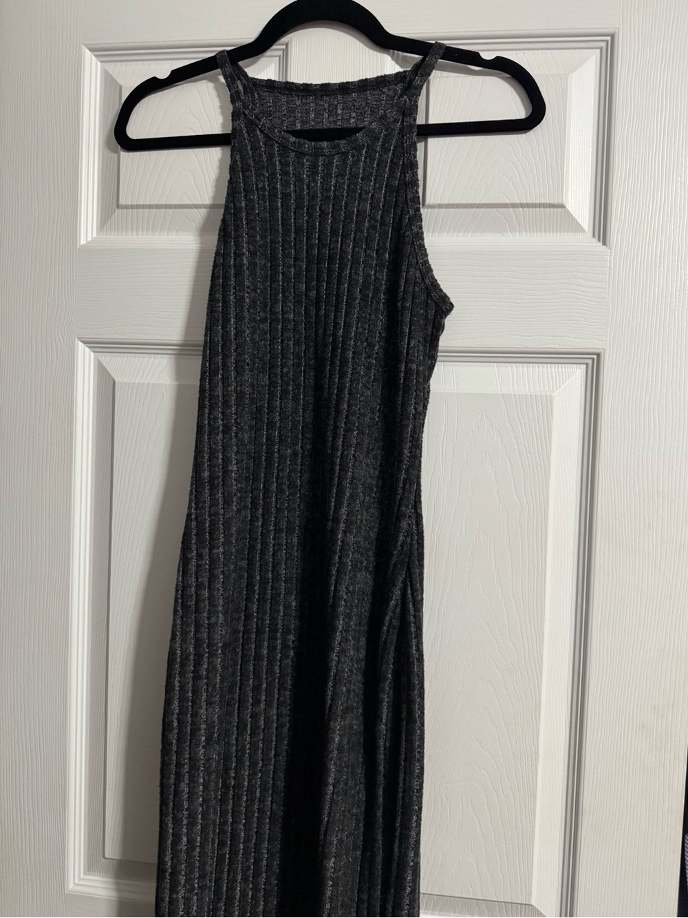 Women's Charcoal Gray Sleeveless Ribbed Maxi Dress